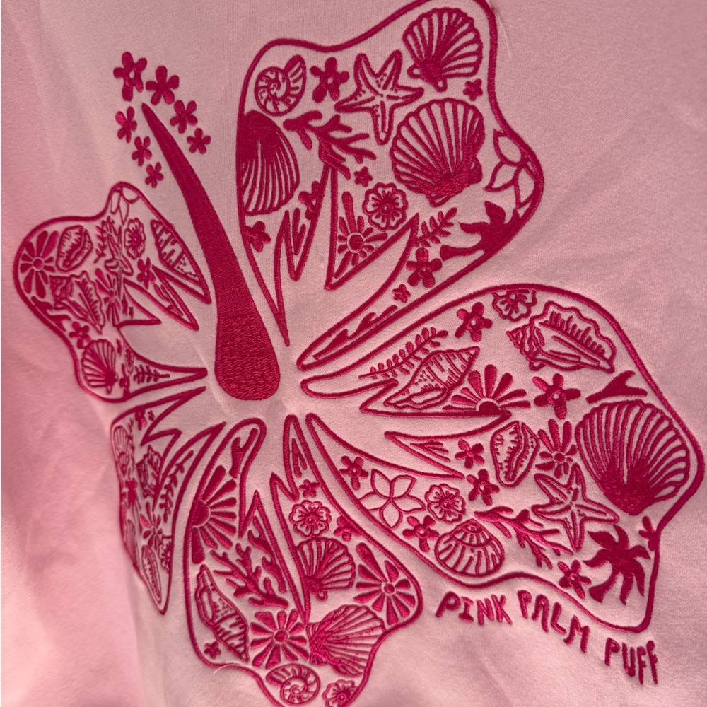 Pink Palm Puff Hawaii Hibiscus" Hoodie in Blush - Picture 5 of 8
